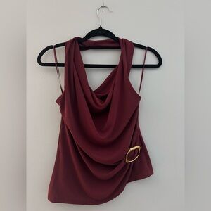 Elegant Burgundy Drape Top